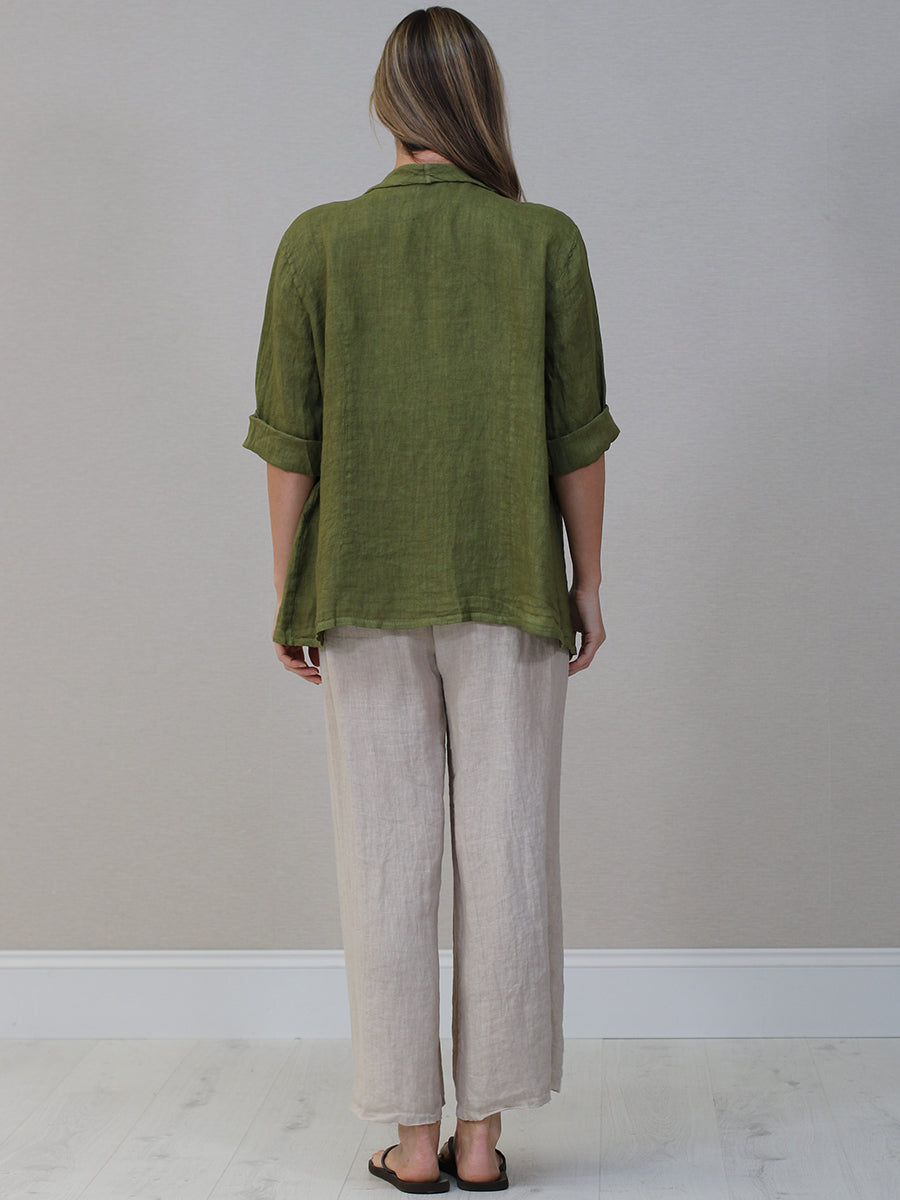 Shawl Collar Solid Linen Jacket