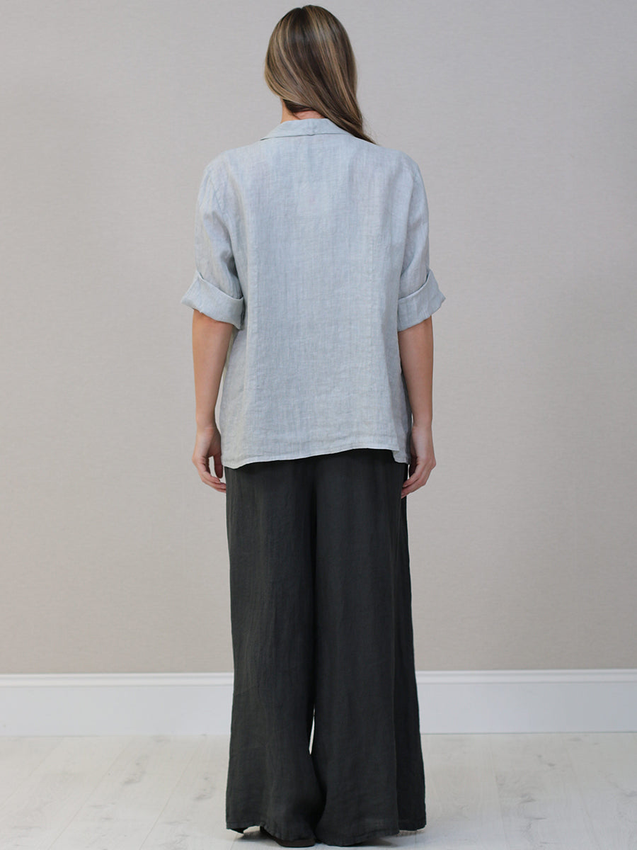 Shawl Collar Solid Linen Jacket