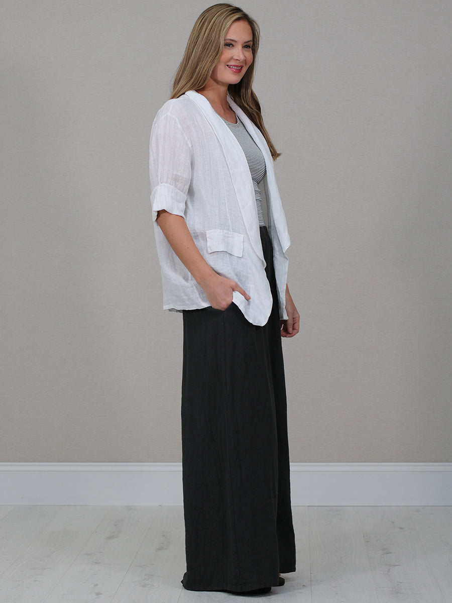 Shawl Collar Solid Linen Jacket
