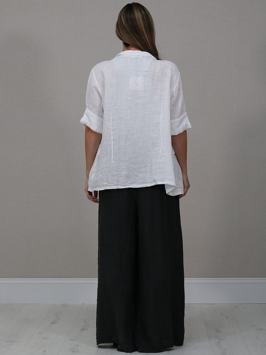 Shawl Collar Solid Linen Jacket