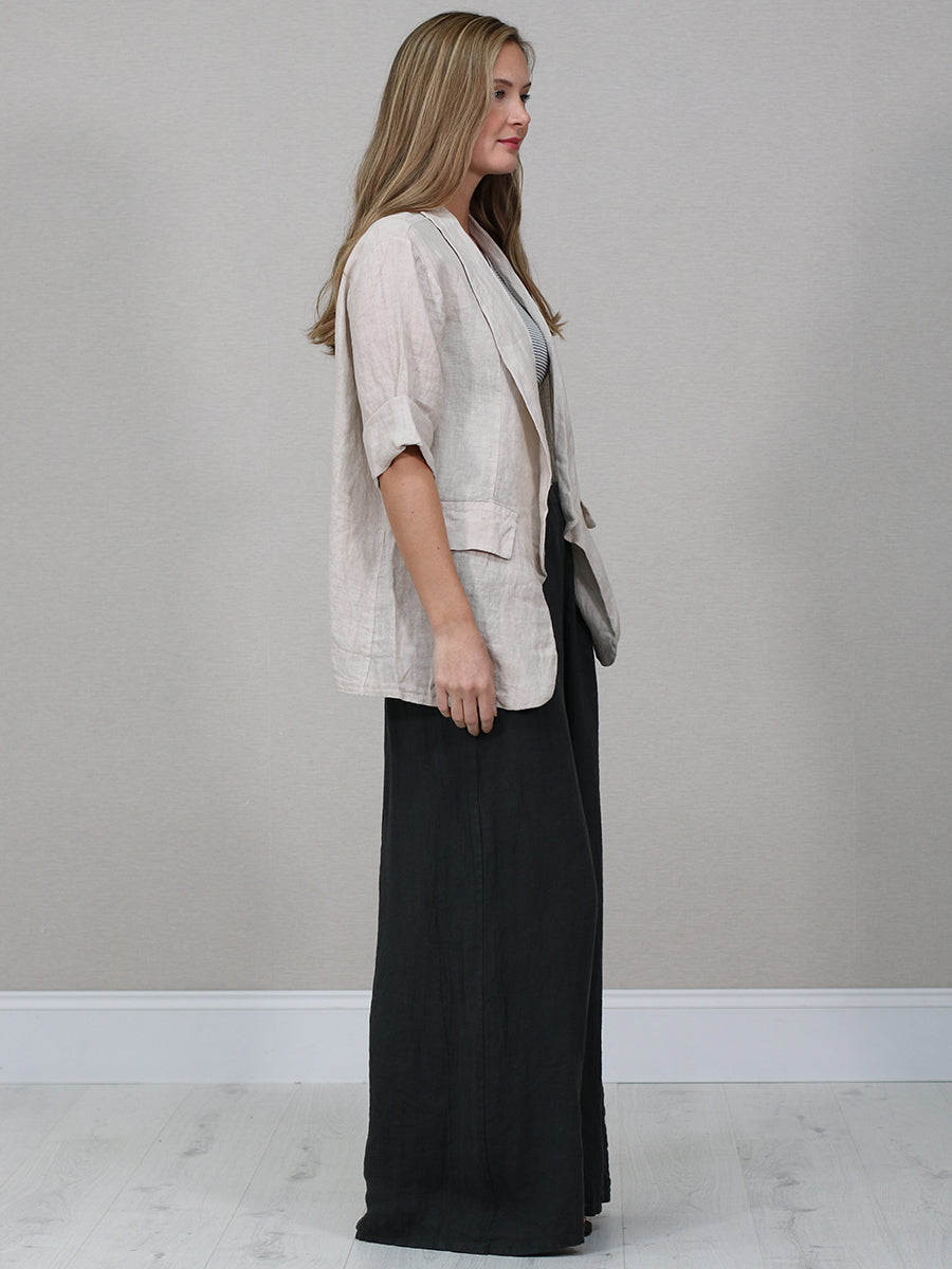 Shawl Collar Solid Linen Jacket