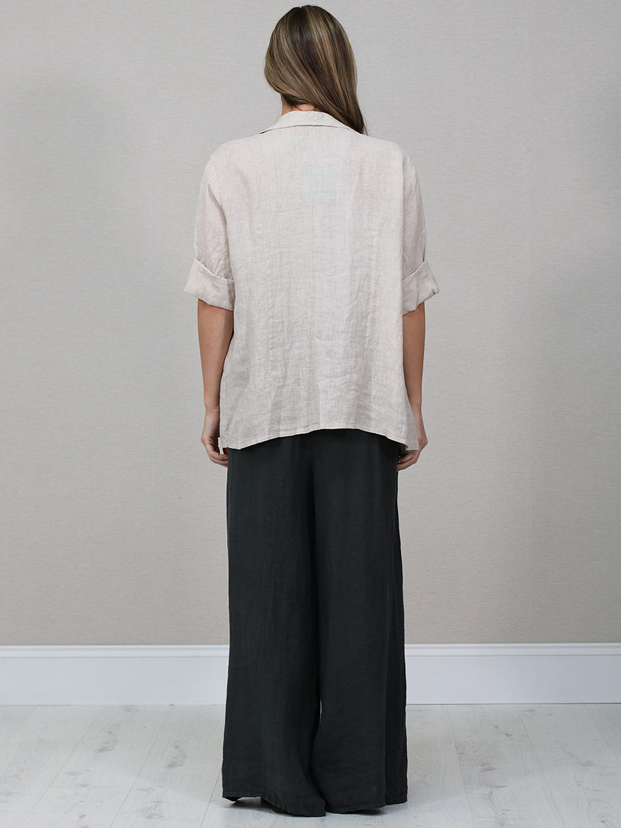 Shawl Collar Solid Linen Jacket