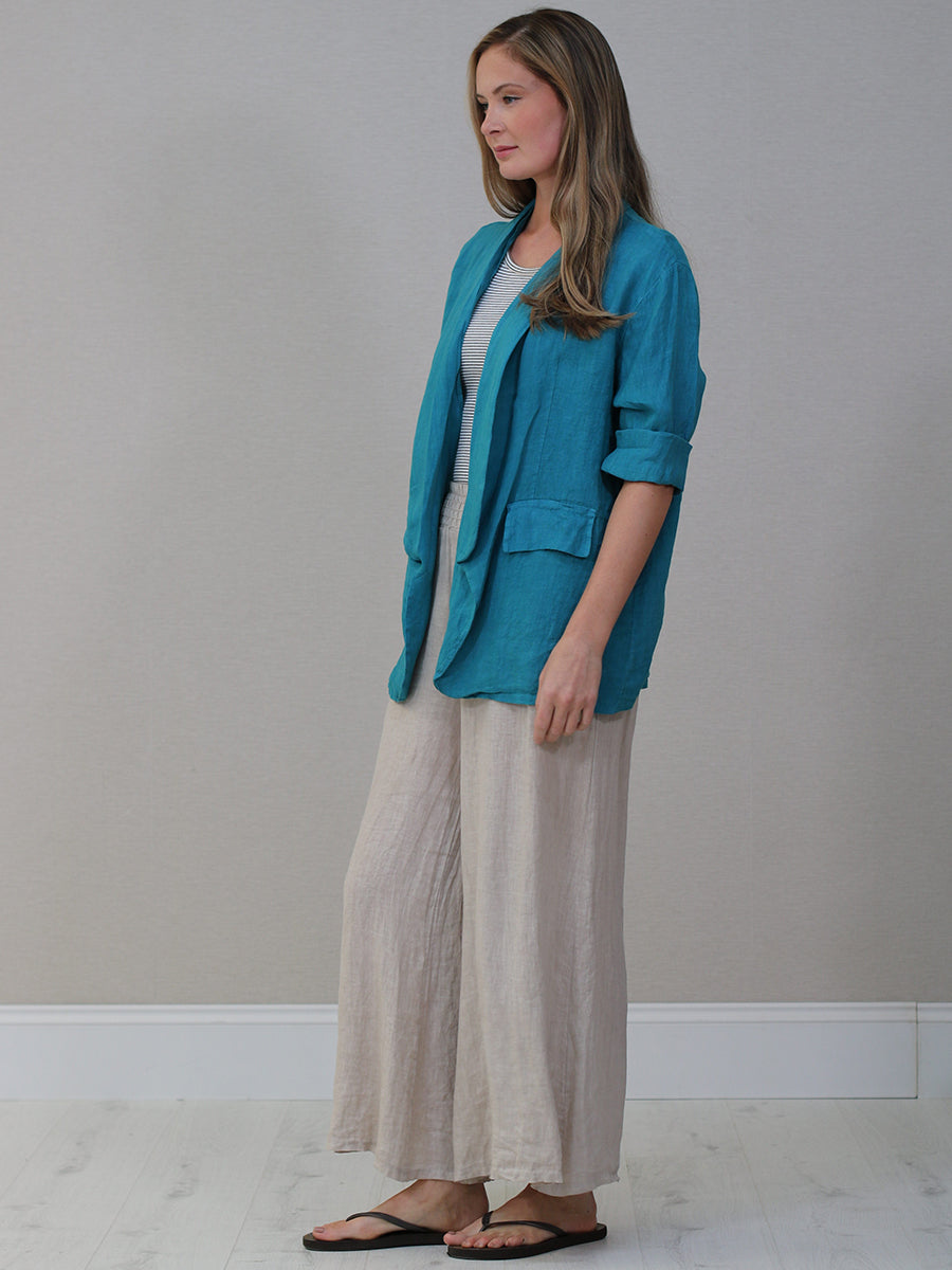 Shawl Collar Solid Linen Jacket