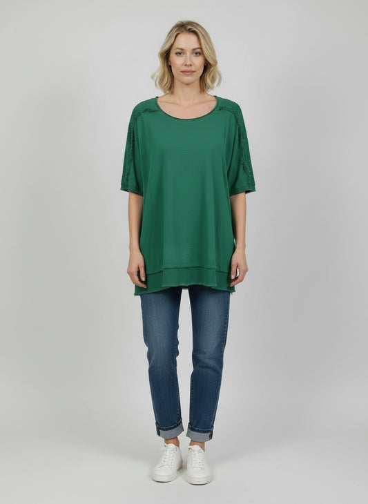 Raw Edges Linen Top Gucci Green