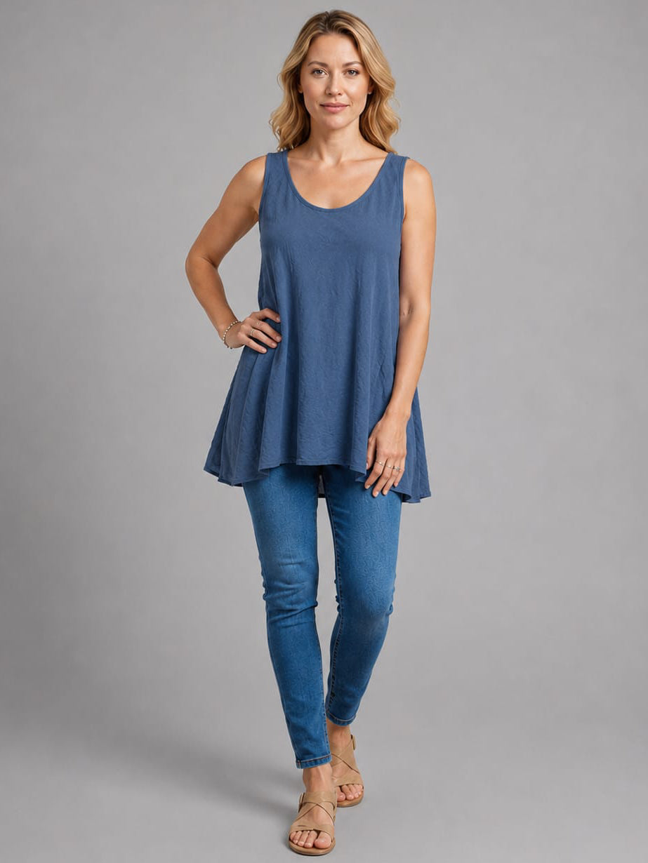 Plain Cotton Tank Top Denim