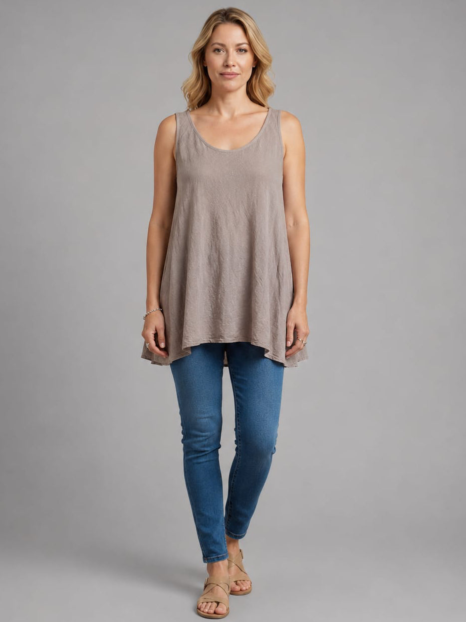 Plain Cotton Tank Top Mocha