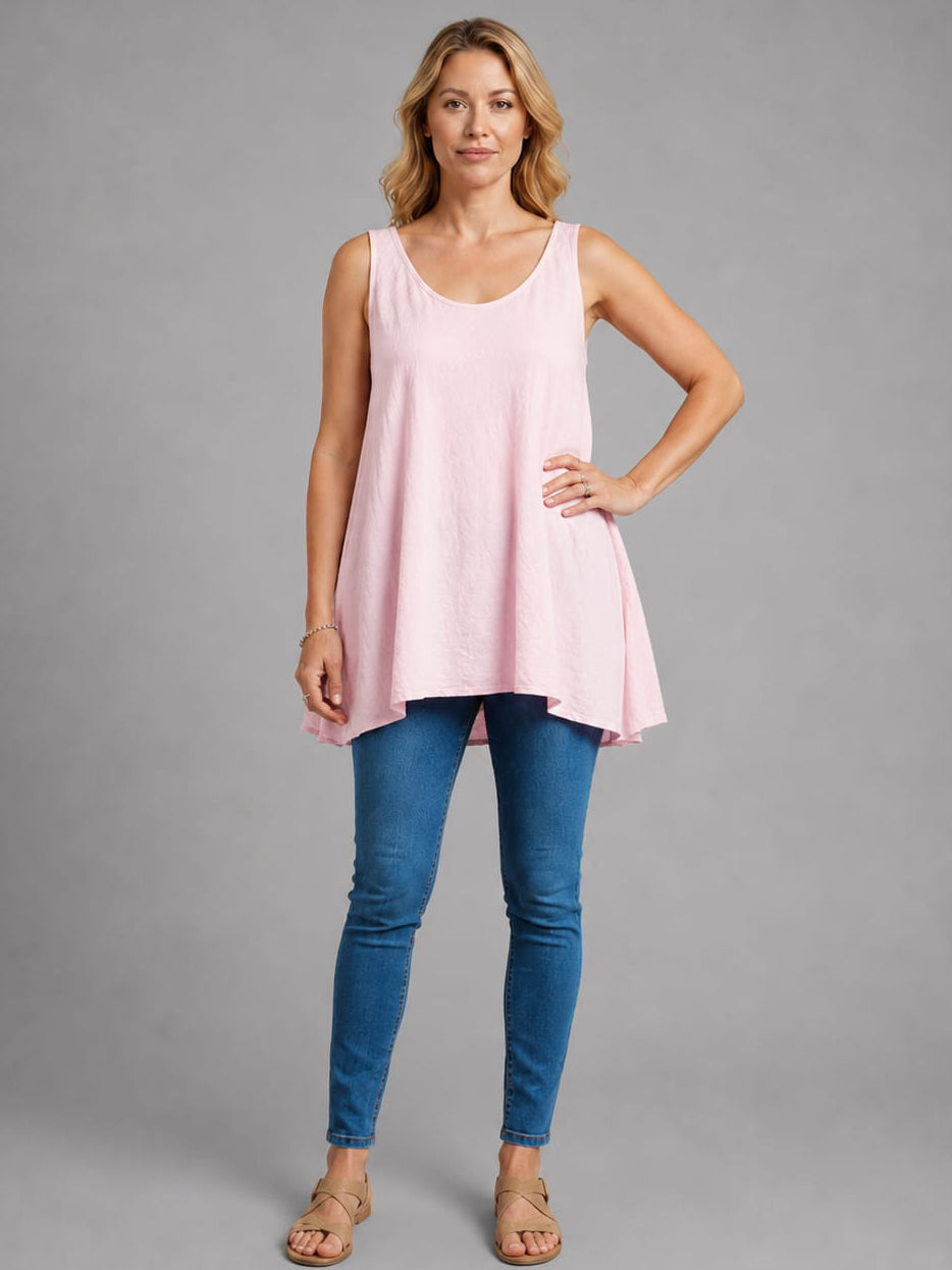 Plain Cotton Tank Top Pink