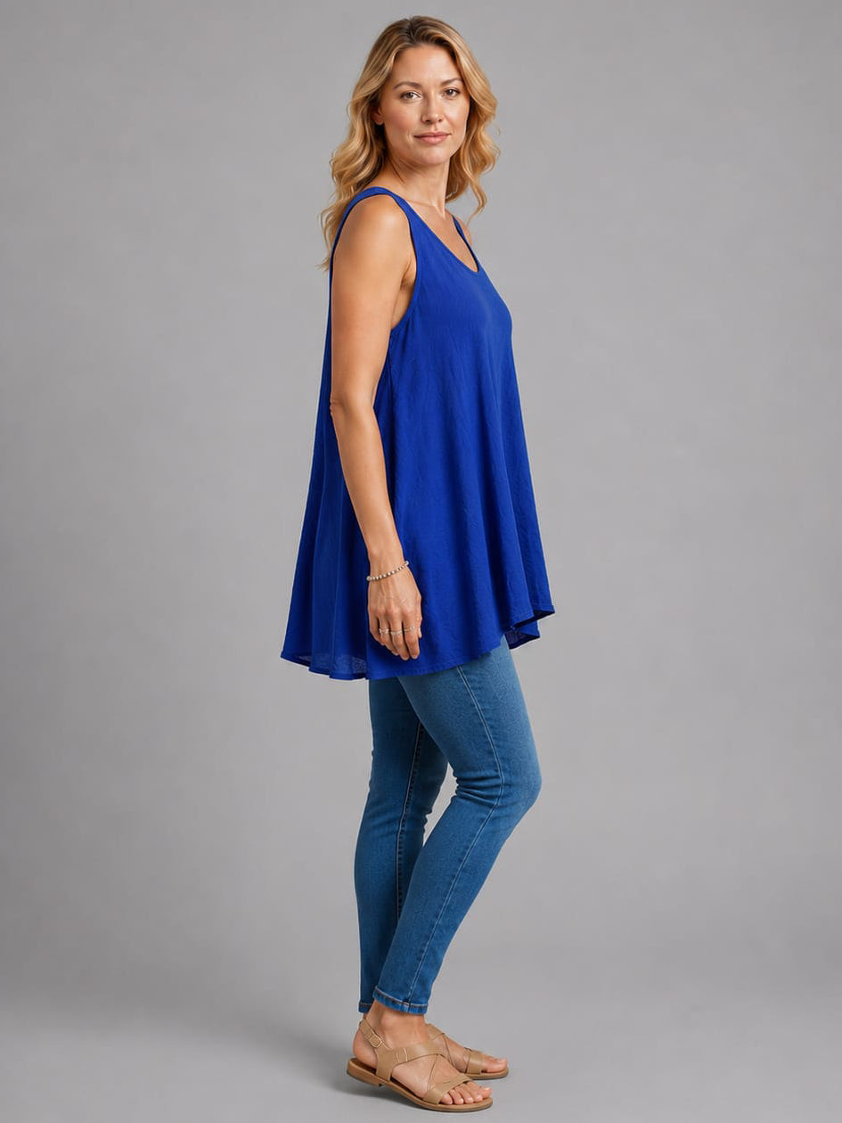 Sleeveless Solid Cotton Tank Top