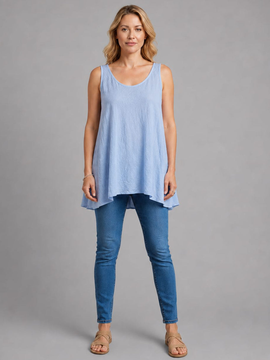 Plain Cotton Tank Top Sky Blue
