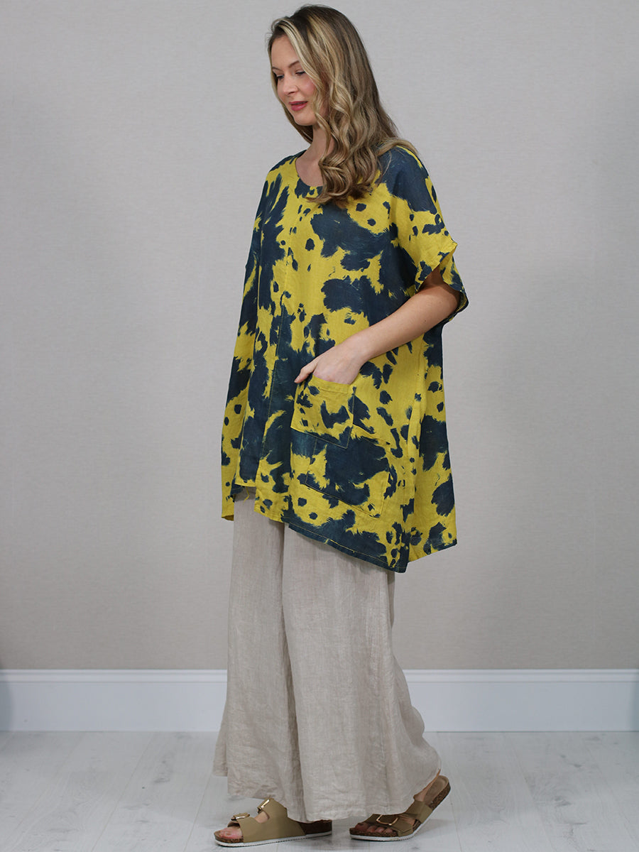 Batwing Tie And Dye Linen Baggy Top