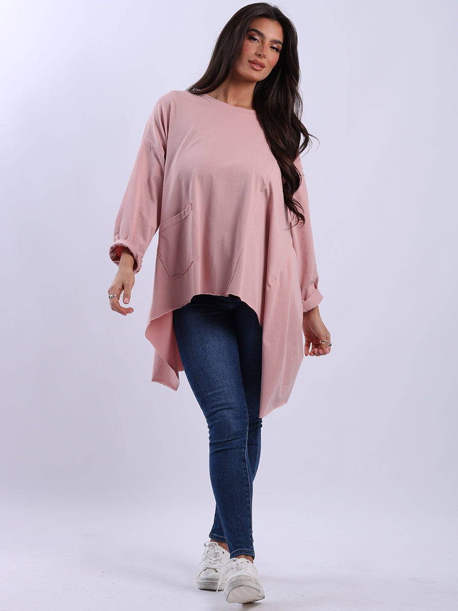Plus Size Women Plain Cotton Lagenlook Top