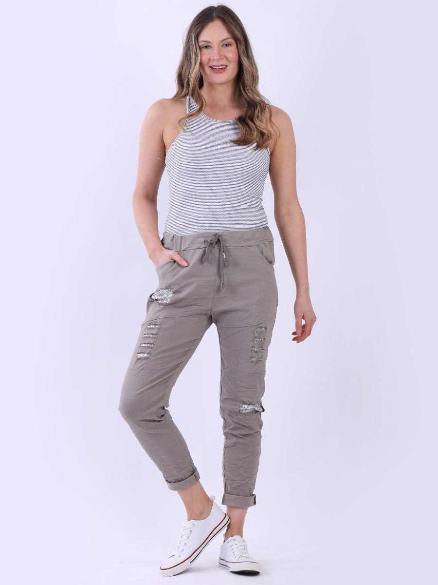 Sequin Cut Out Ladies Magic Pant