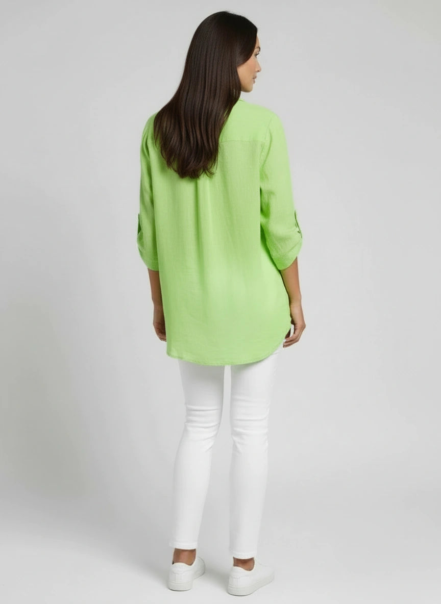 Plain Linen Button Down Hi Lo Shirt