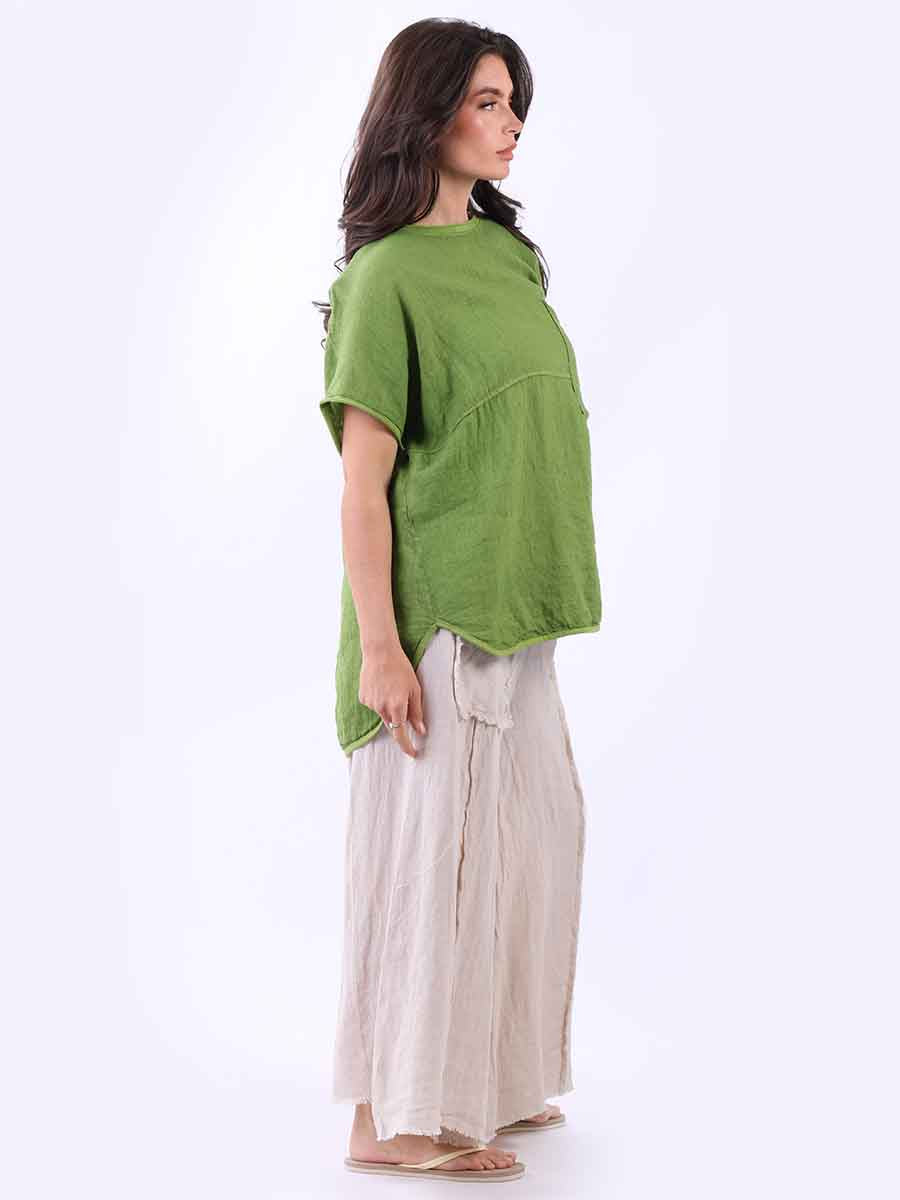 Italian Plain Linen Baggy T-Shirt