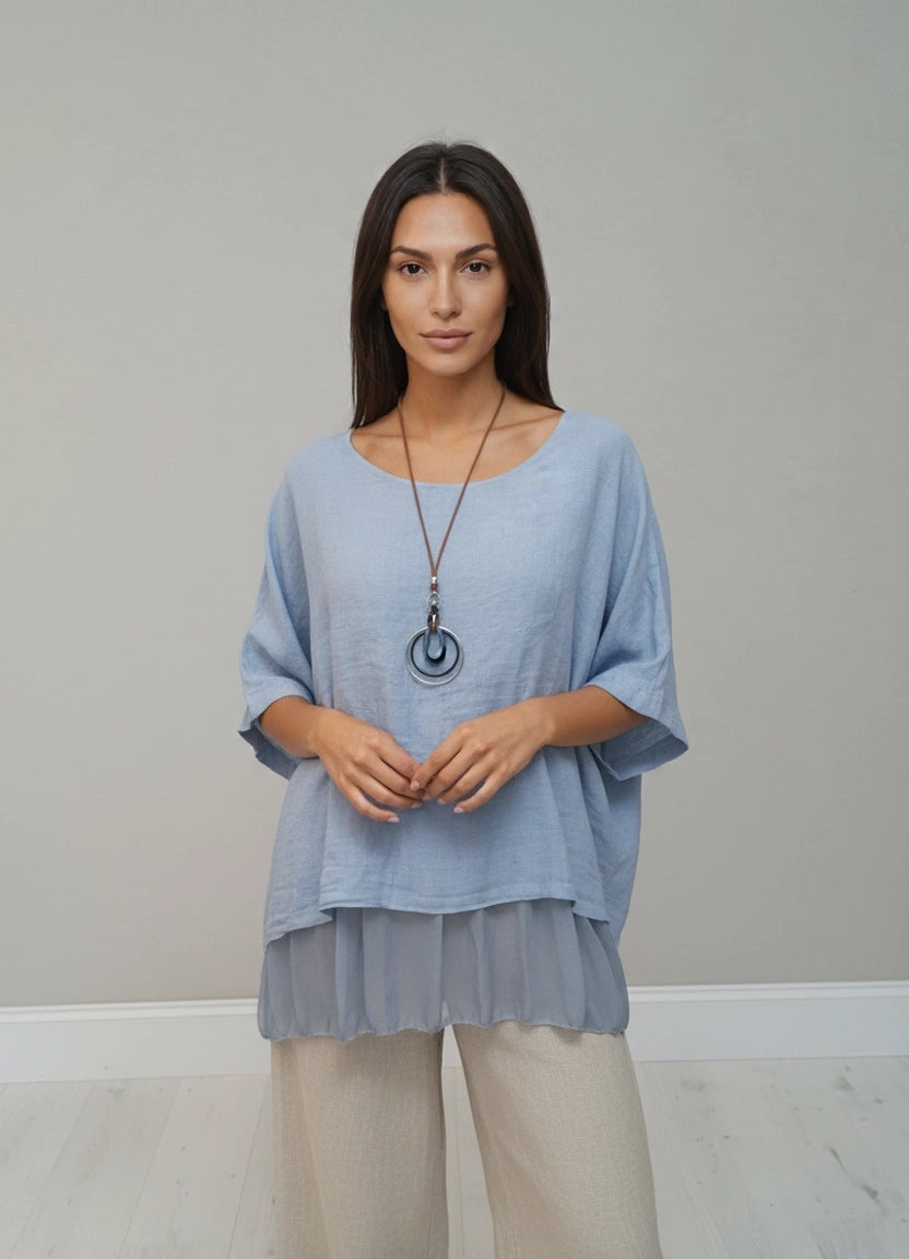 2 Layered Tunic Top Denim