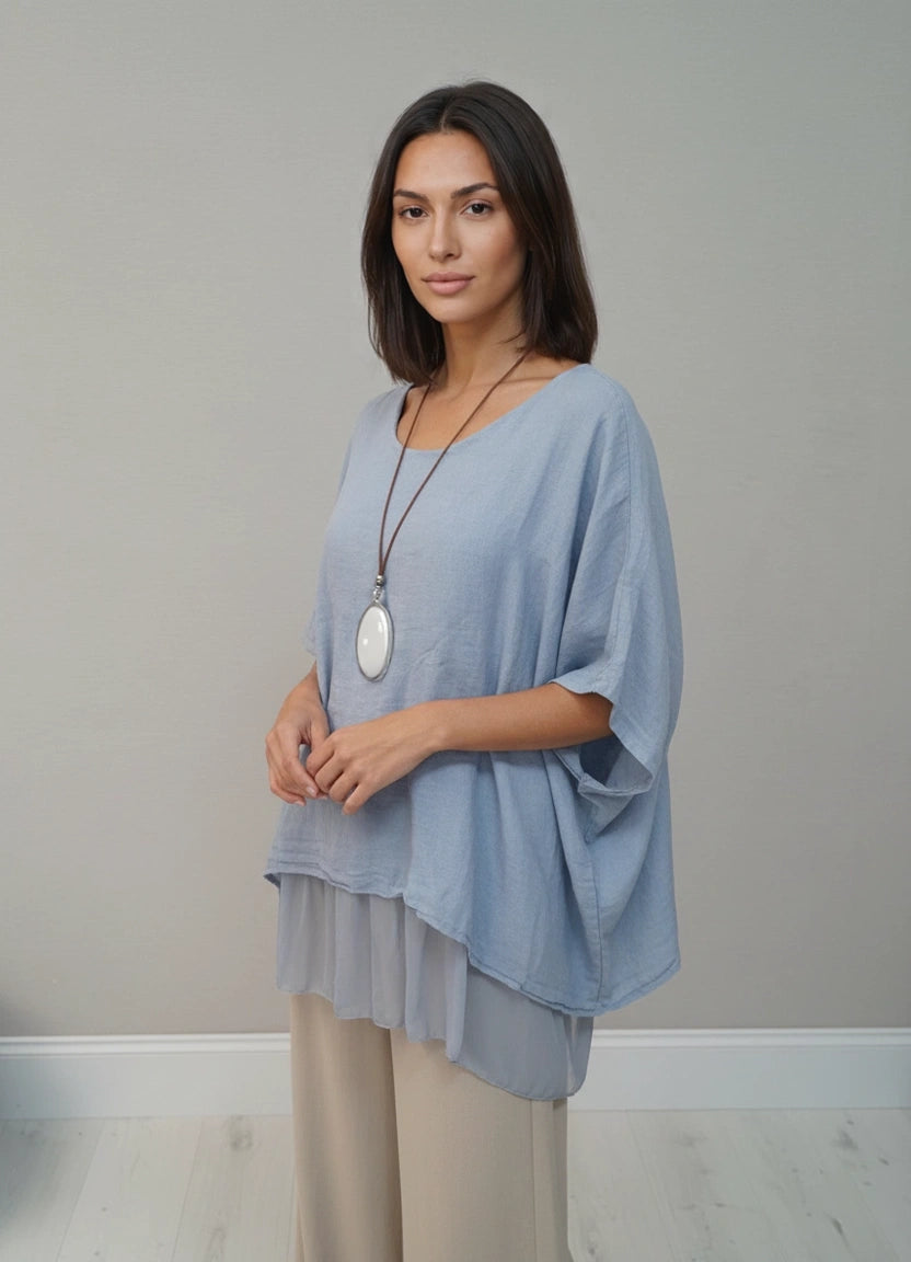2 Layered Tunic Top Denim