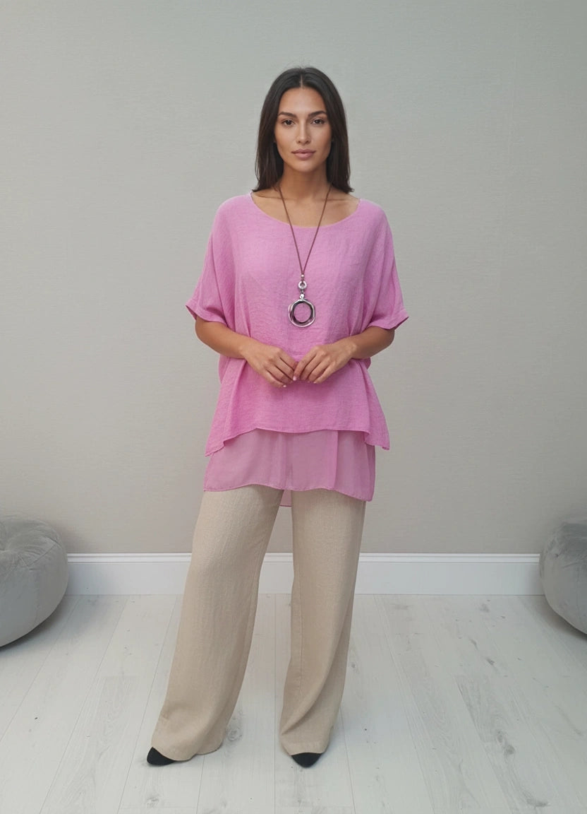 2 Layered Tunic Top Fuchsia