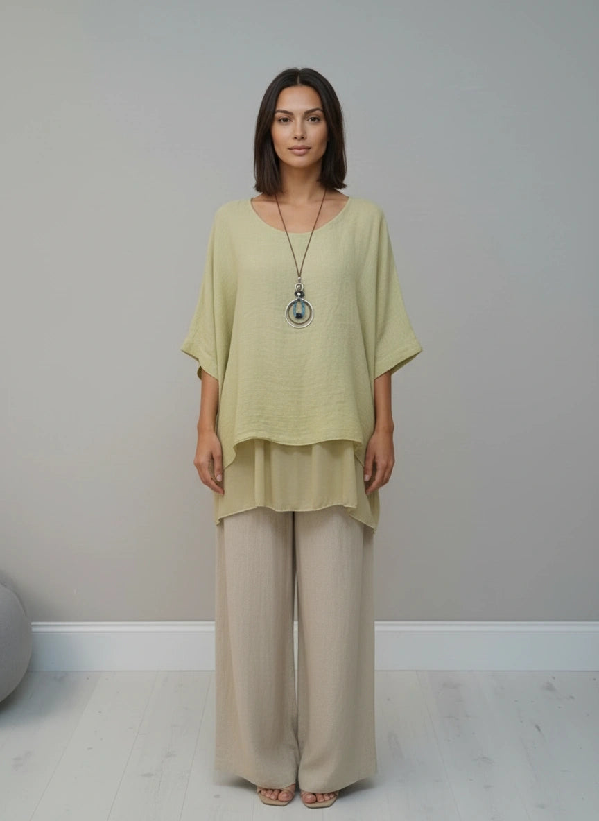 2 Layered Tunic Top Lime Green