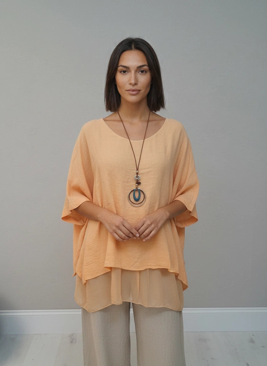 2 Layered Tunic Top Peach