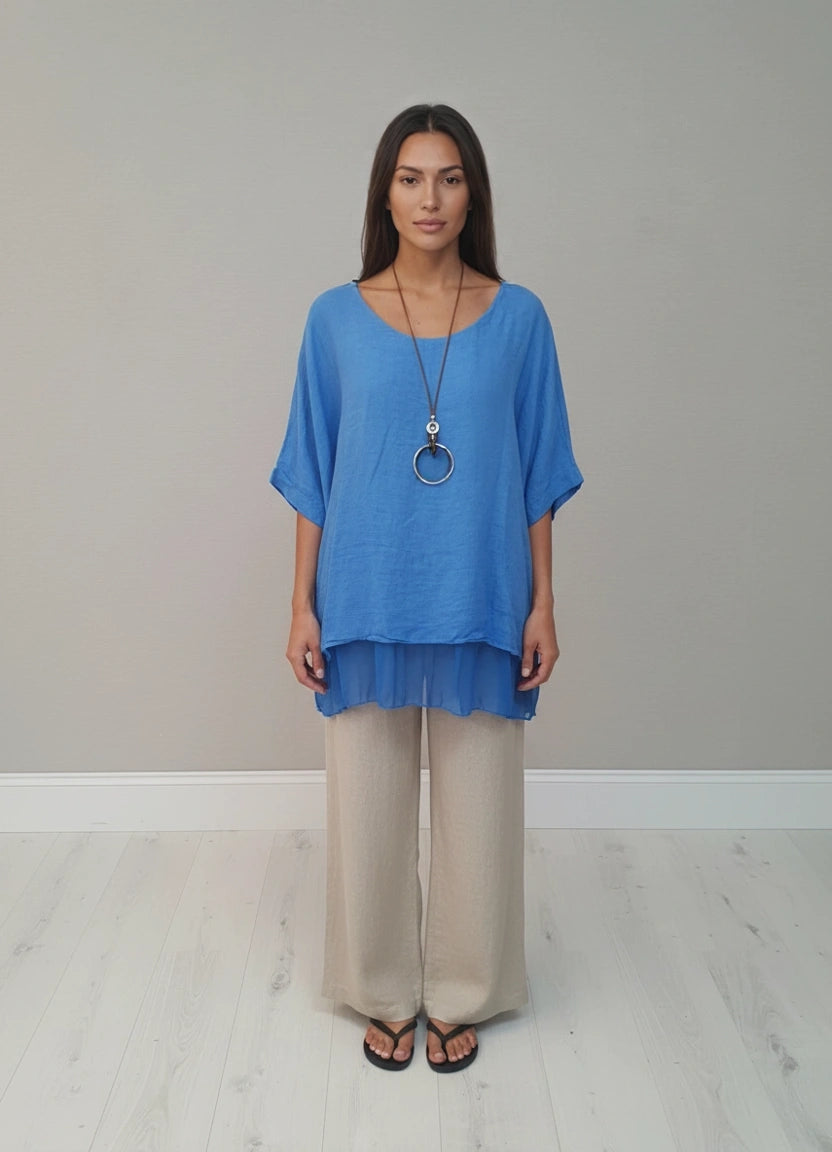 2 Layered Tunic Top Royal Blue