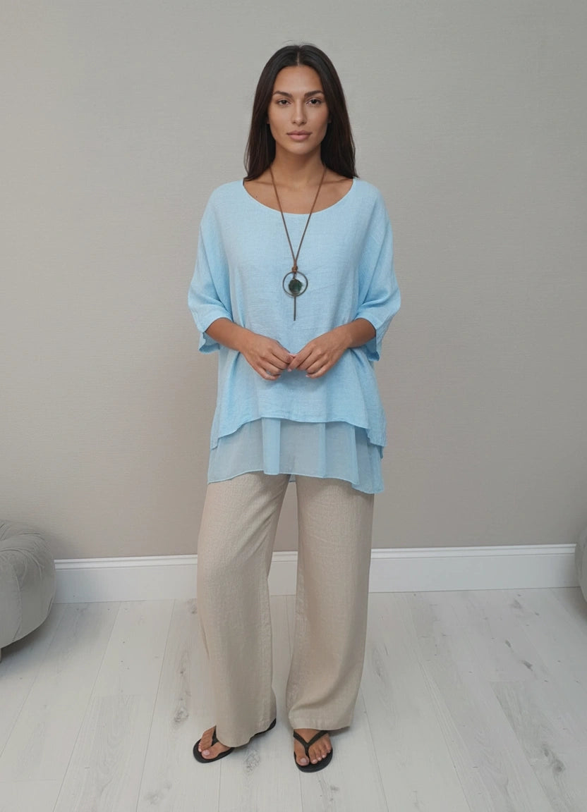 2 Layered Tunic Top Turquoise