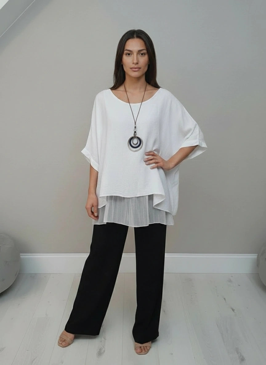 2 Layered Tunic Top White
