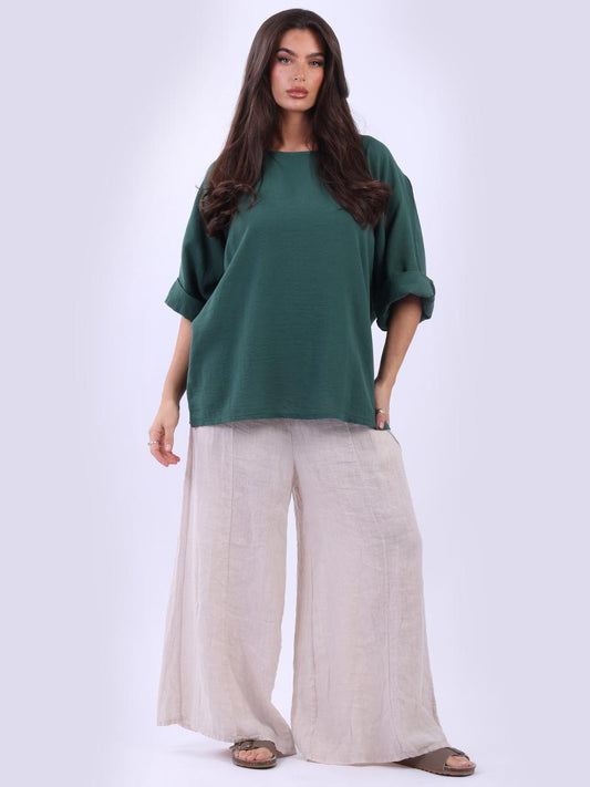 Women Plain Cotton Baggy Crop Top