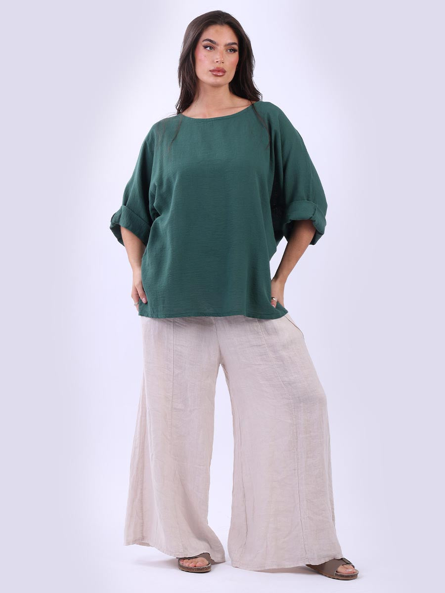 Women Plain Cotton Baggy Crop Top