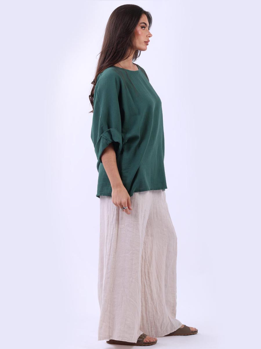 Women Plain Cotton Baggy Crop Top
