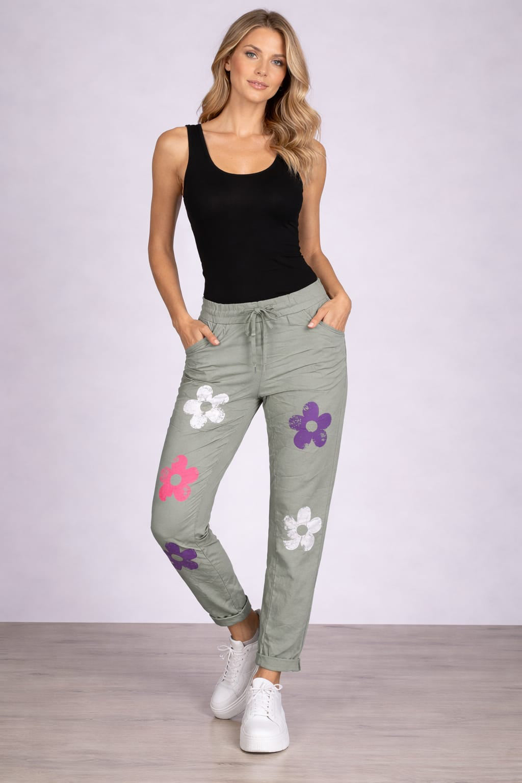 Flower Print Magic Pant Khaki