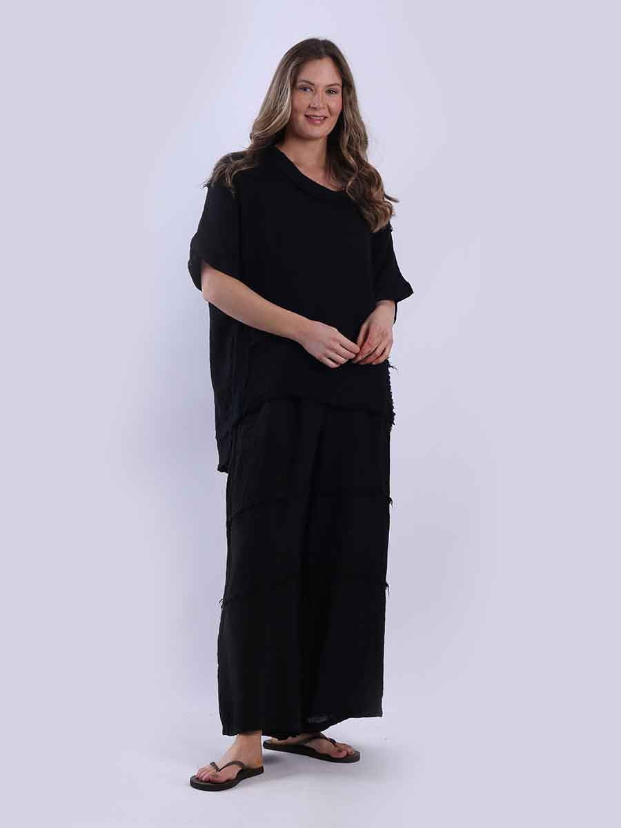 Cowl Neck Mesh Net Linen Top