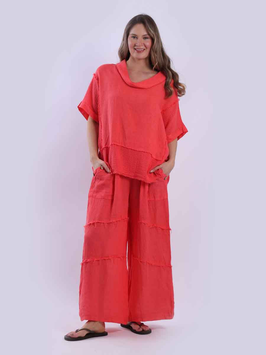 Cowl Neck Mesh Net Linen Top