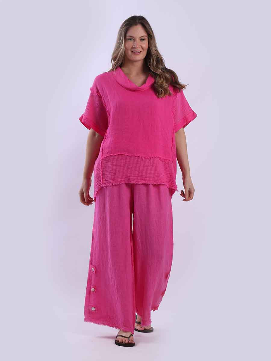 Cowl Neck Mesh Net Linen Top