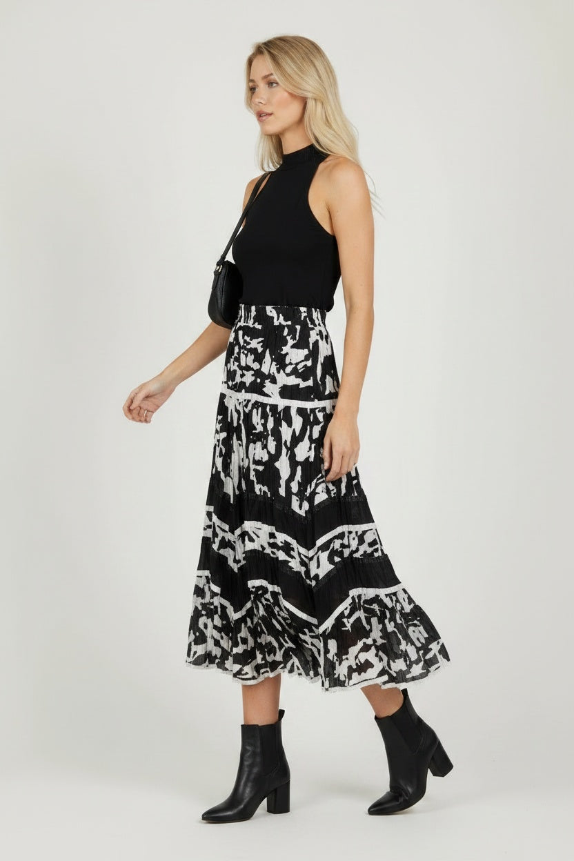 Abstract Print Cotton Skirt