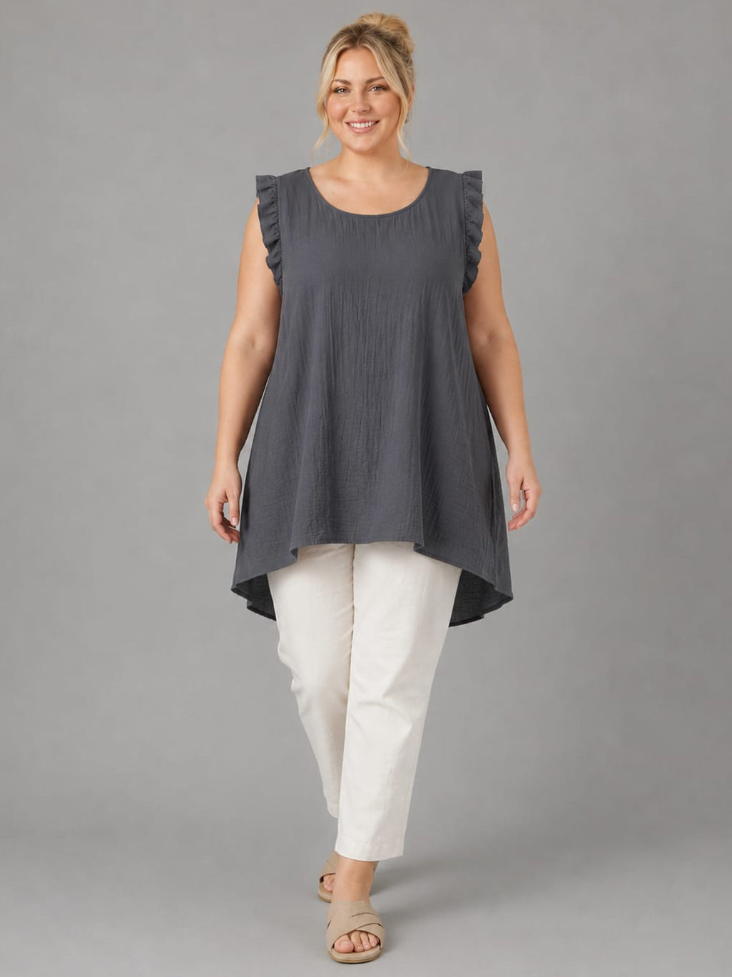 Plus Size Sleeveless Top Charcoal