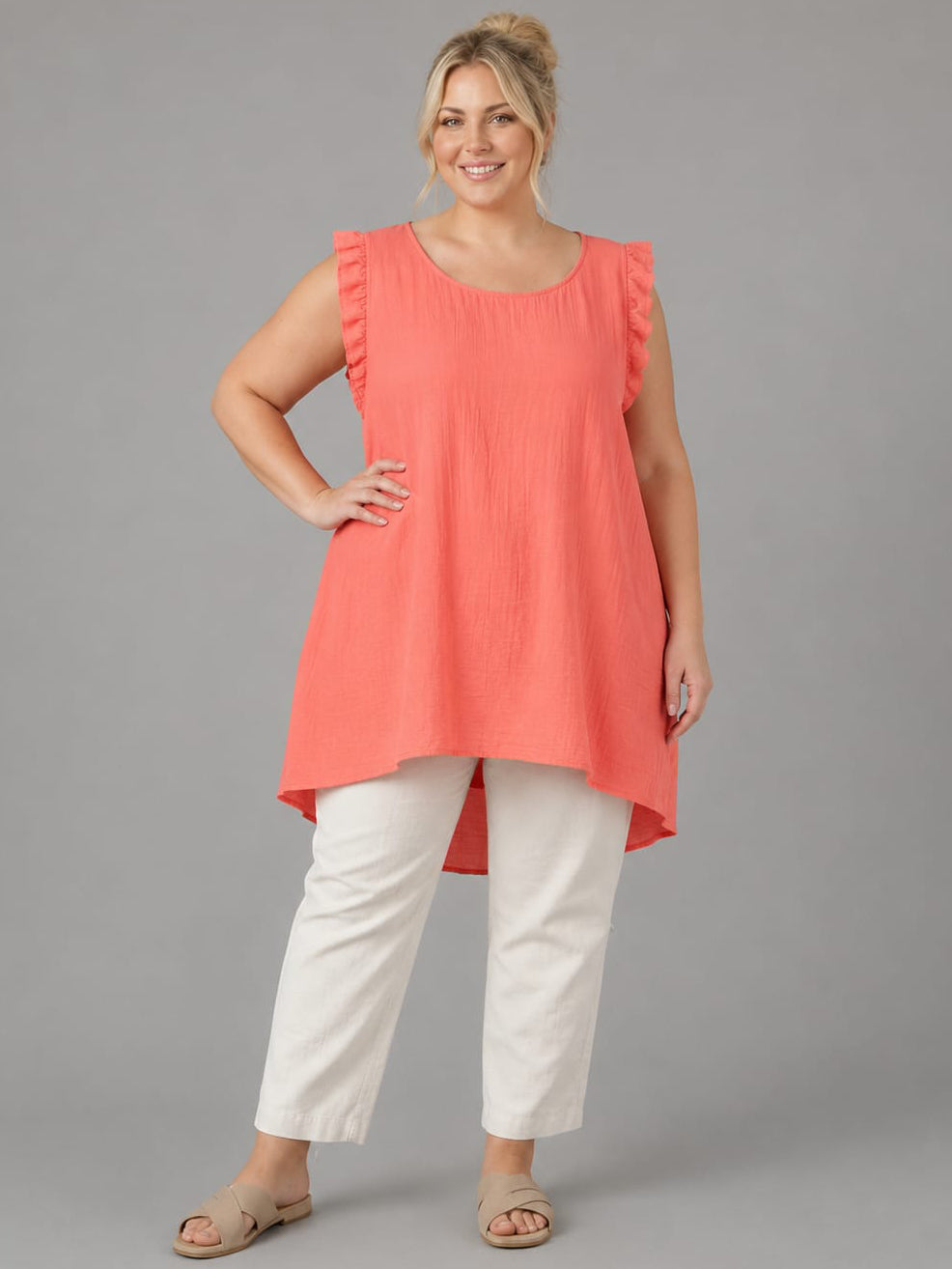 Plus Size Sleeveless Top Coral