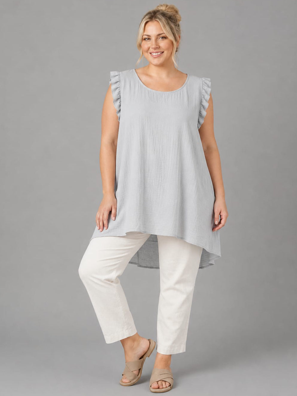 Plus Size Sleeveless Top Silver