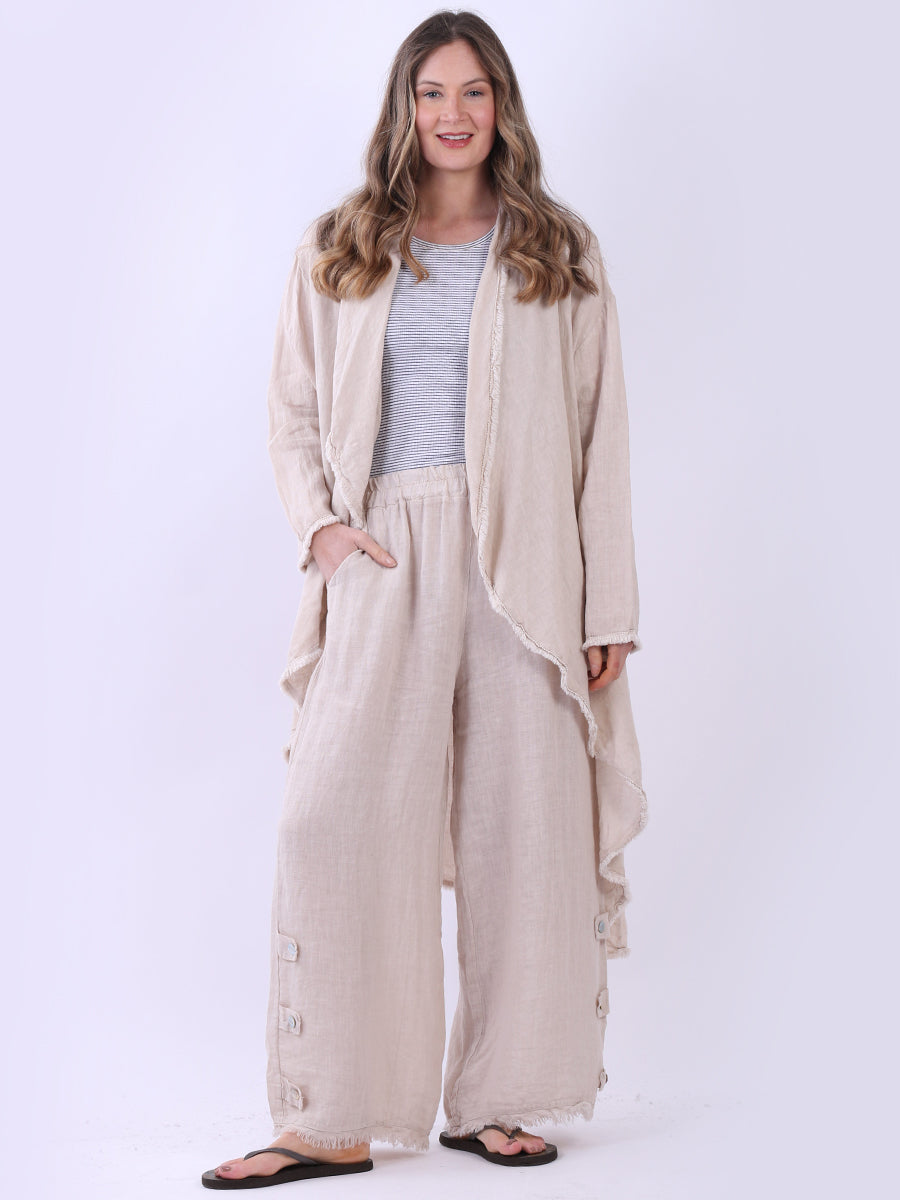 Waterfall Open Front Plus Size Linen Cardigan