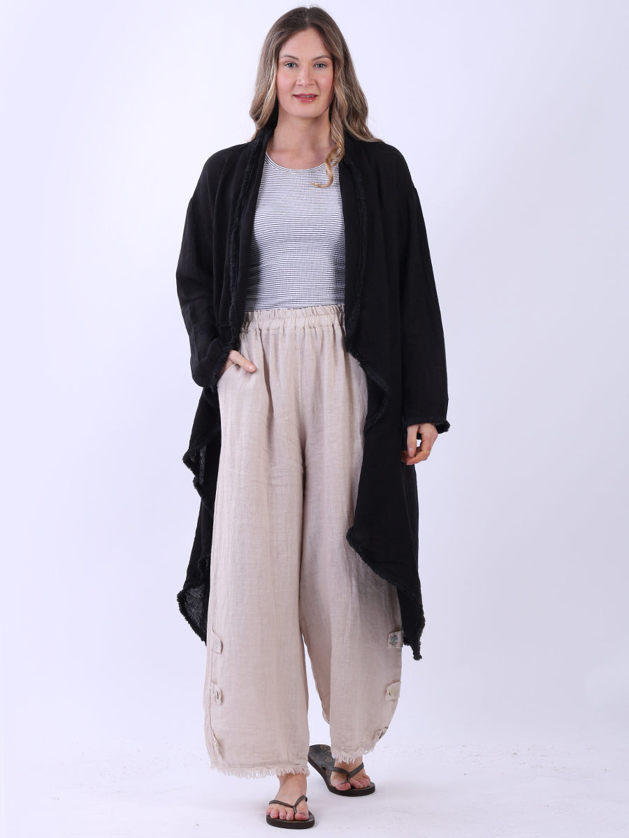 Waterfall Open Front Plus Size Linen Cardigan
