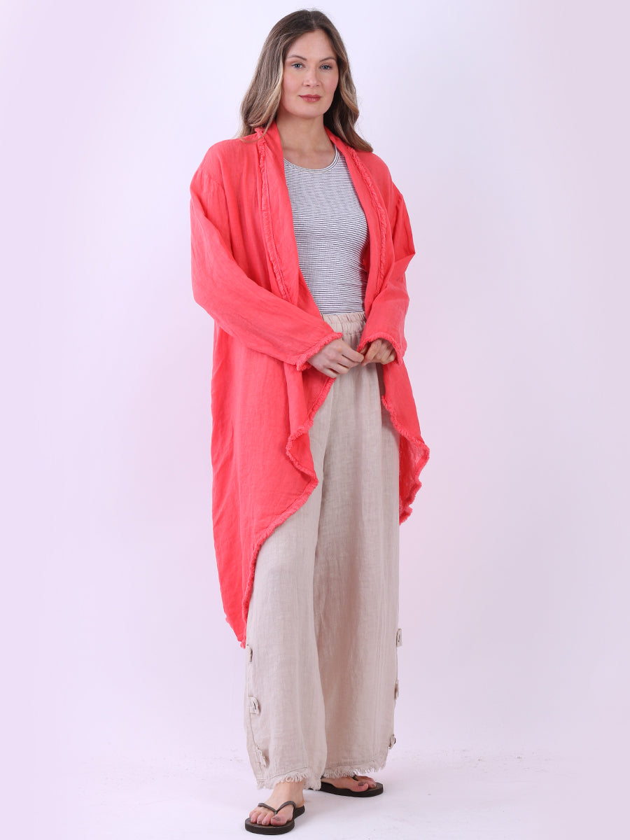 Waterfall Open Front Plus Size Linen Cardigan