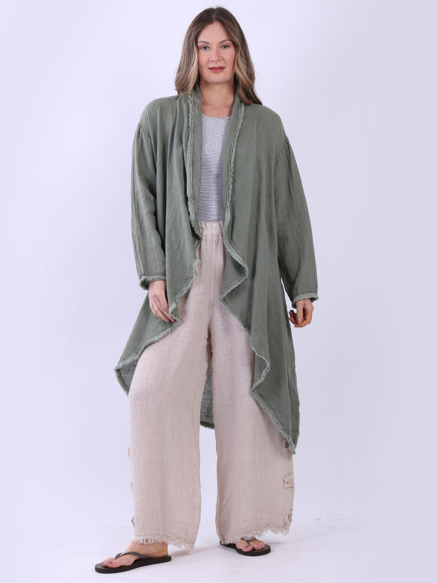 Waterfall Open Front Plus Size Linen Cardigan