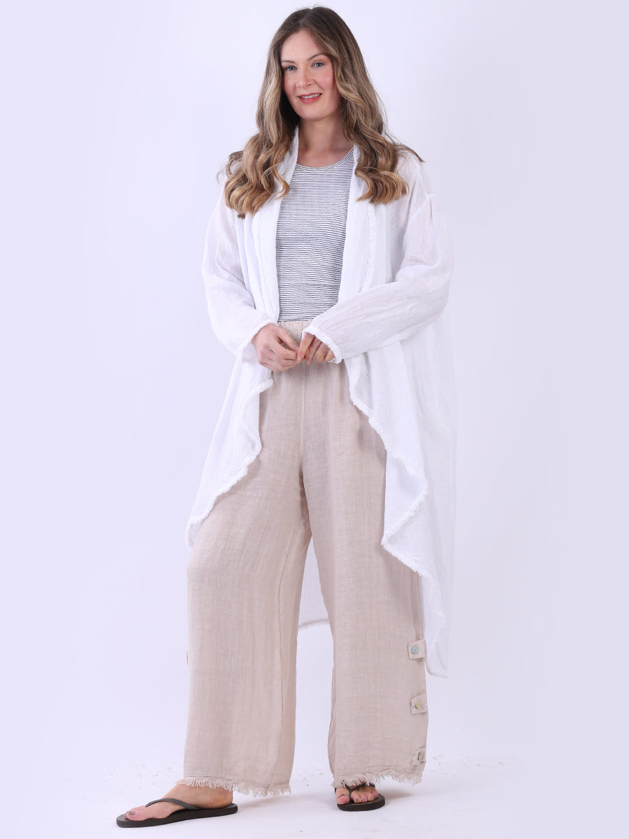 Waterfall Open Front Plus Size Linen Cardigan