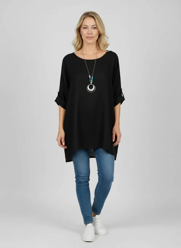 Necklace Crop Blouse Black