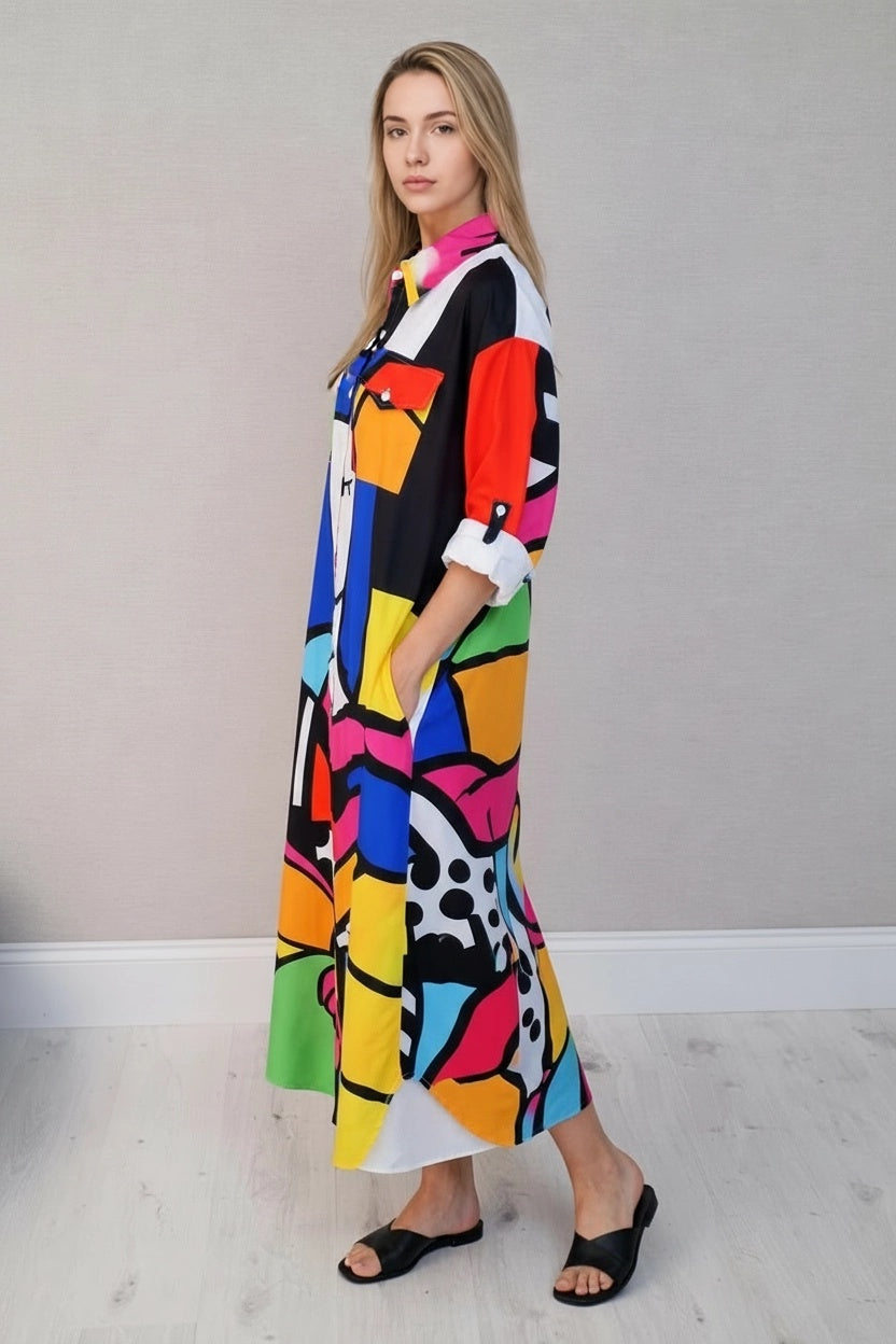 Oversized Pop Art Long Maxi Dress