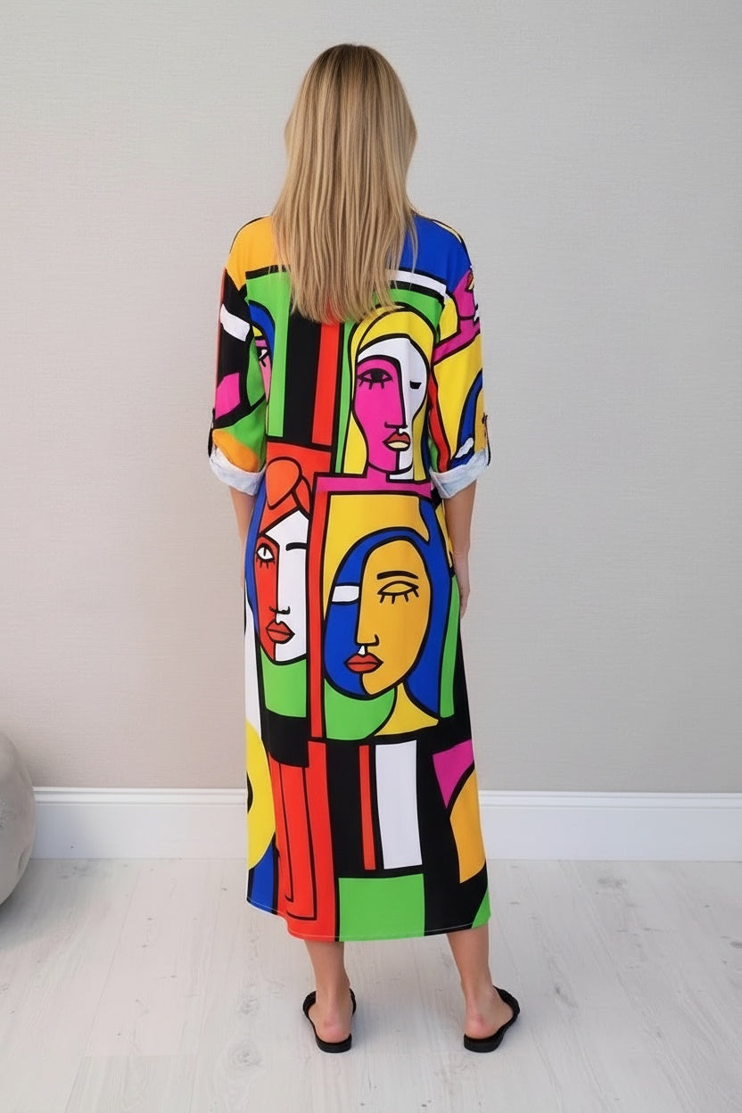 Oversized Pop Art Long Maxi Dress