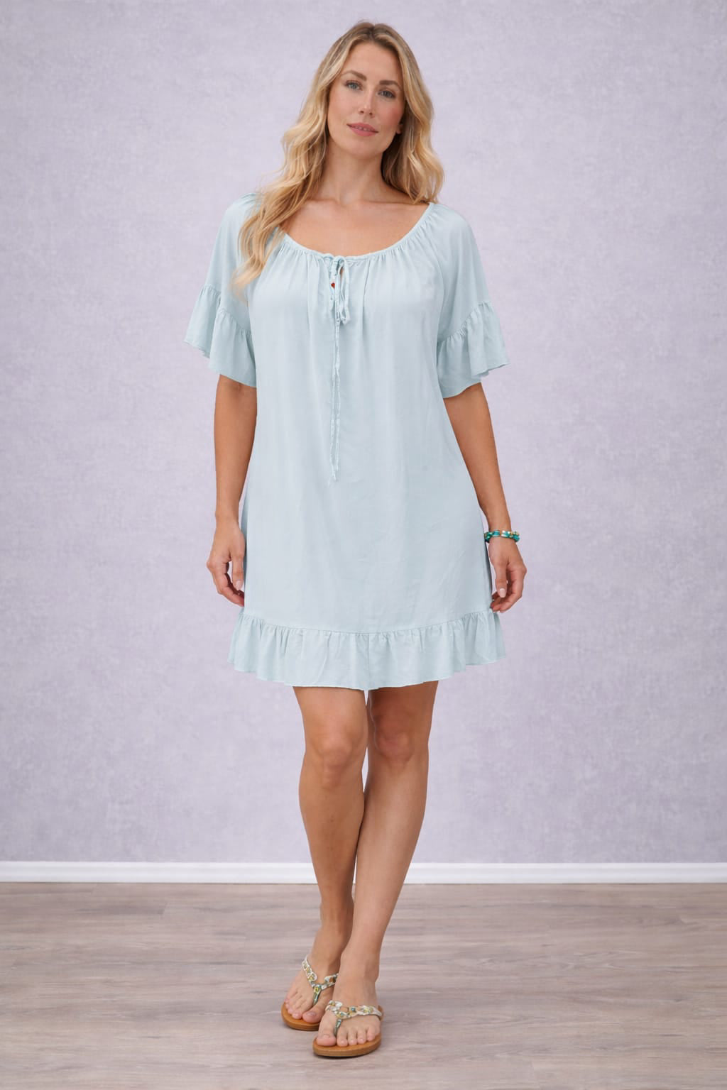 Plain Oversized Mini Dress Tiffany
