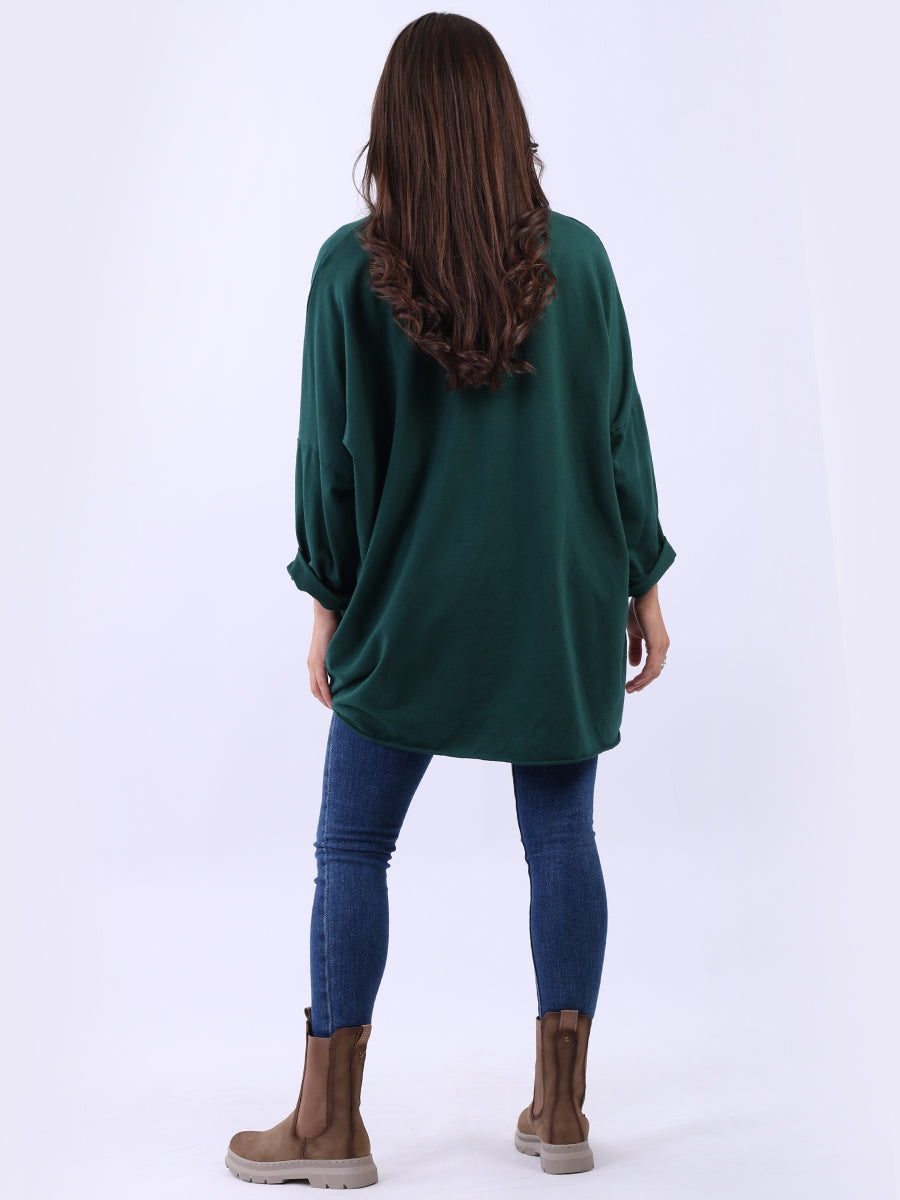 Sequin Ripped Batwing Cotton Oversized T-Shirt