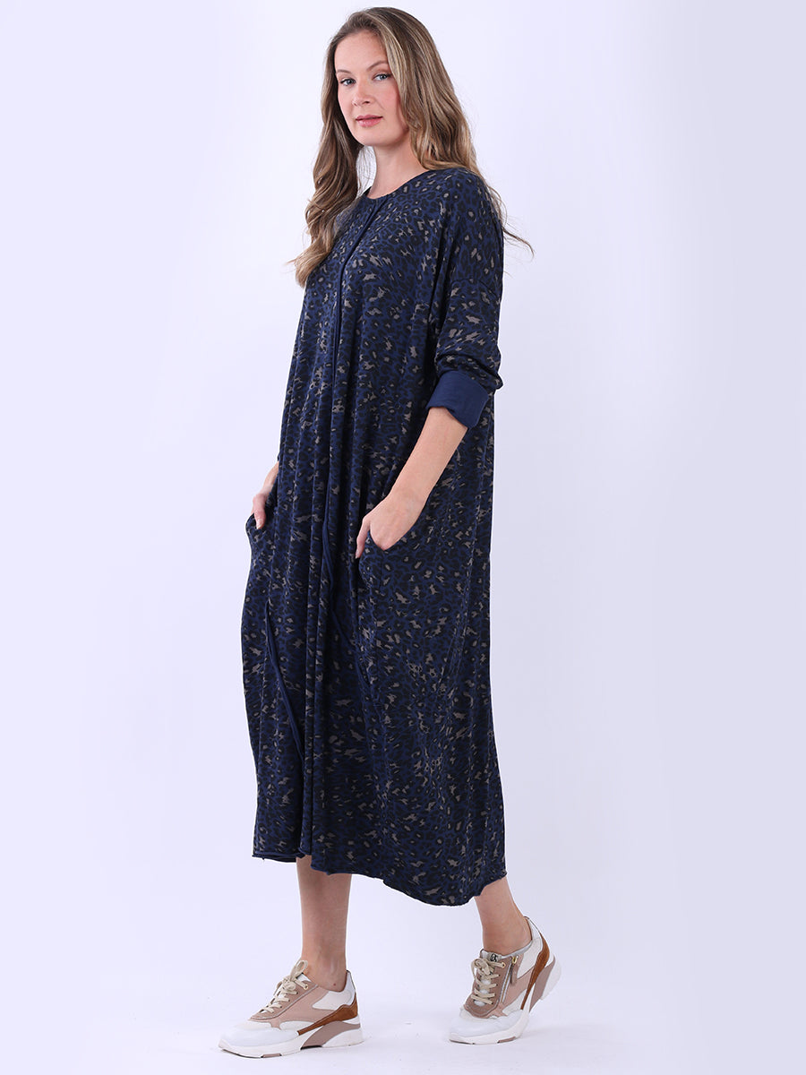 Leopard Print Oversized Midi Cotton Dress