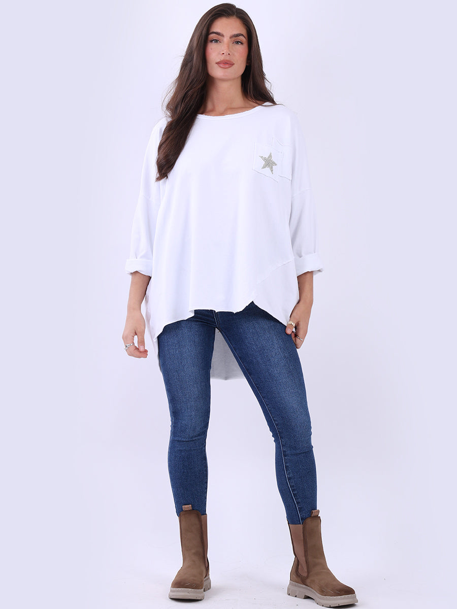 Glittery Star Plus Size Baggy Cotton Tunic