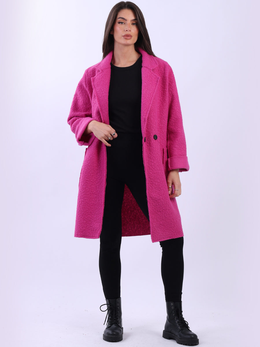 Double Breasted Plain Woolen Teddy Coat